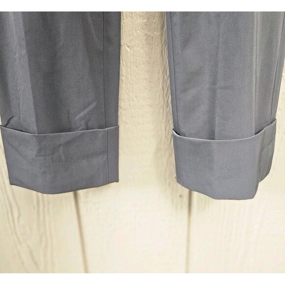 Yansi Fugel Gray Pants Size 6 Cuffed Work Slacks Flat Front Cropped - Picture 3 of 5